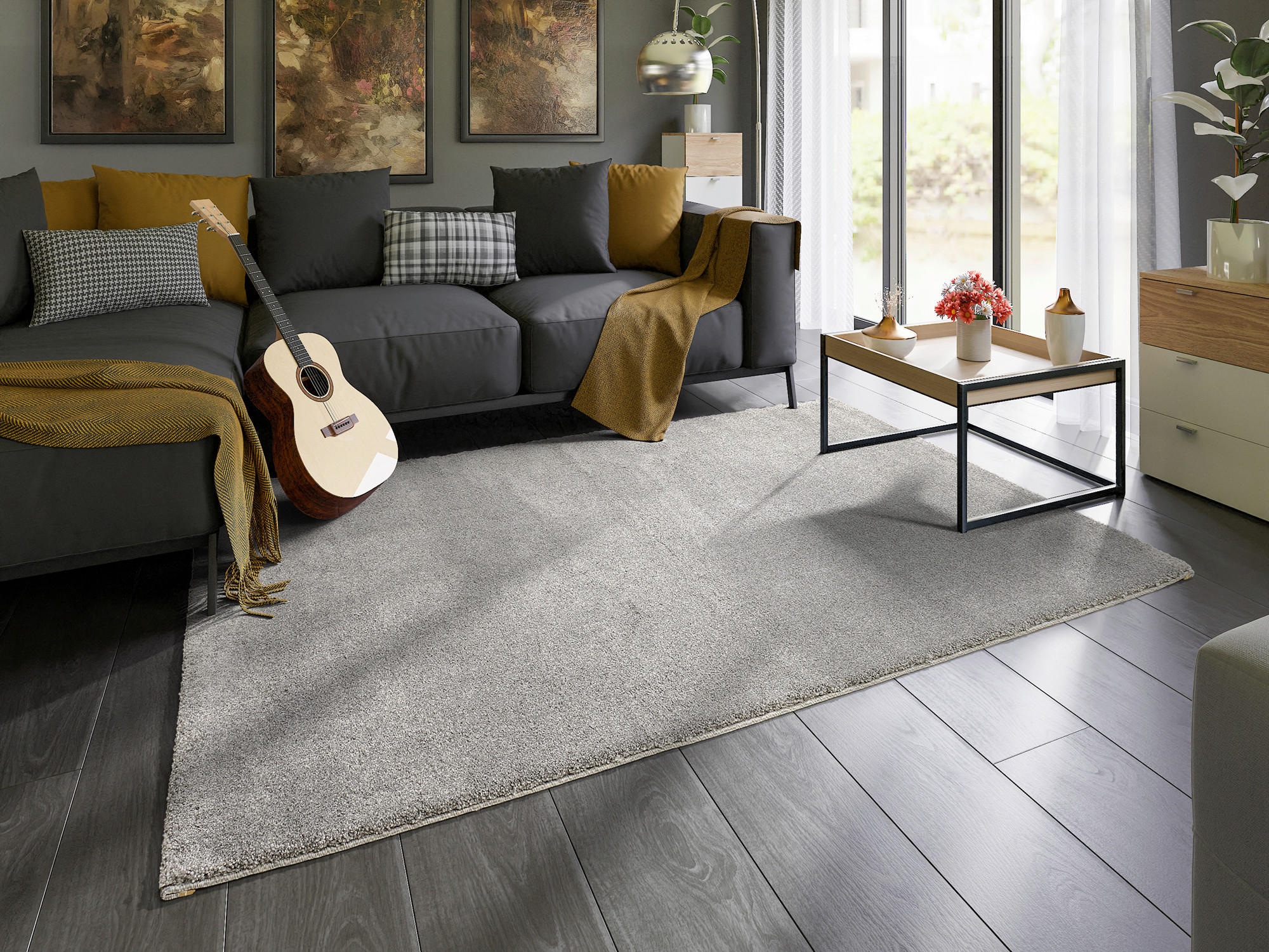 WEBTEPPICH 120/170 cm Dunkelgrau  - Dunkelgrau, Basics, Textil (120/170cm) - Novel