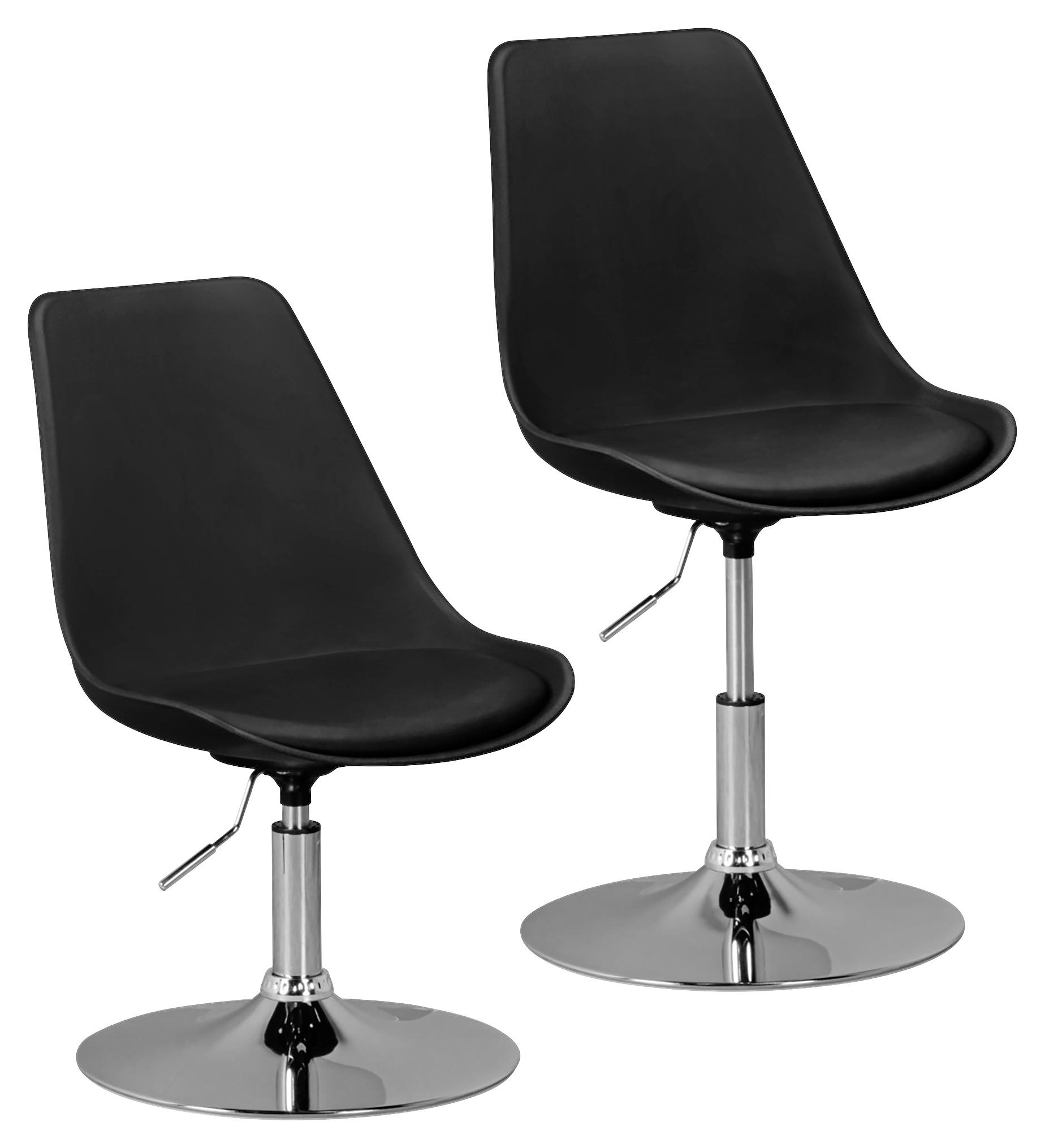 SNURRSTOL FÖR UNGDOMAR  i läderimitation svart  - kromfärg/svart, Modern, metall/textil (46/88/46cm) - MID.YOU