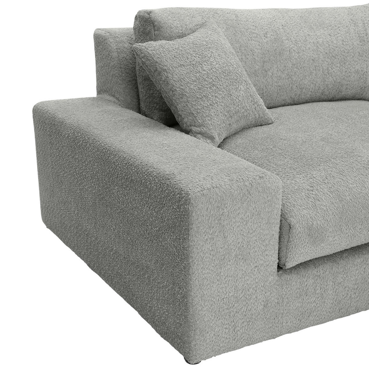 ECKSOFA  Grau Bouclé  - Greige/Schwarz, MODERN, Kunststoff/Textil (255/255cm) - Landscape