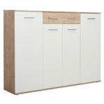 SCHUHSCHRANK 160/120/35 cm  - Eichefarben/Silberfarben, Design, Holzwerkstoff/Kunststoff (160/120/35cm) - Xora