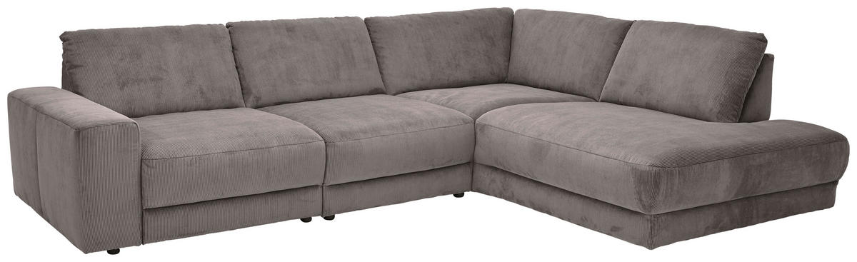 ECKSOFA in Feincord Taupe  - Taupe/Schwarz, Design, Kunststoff/Textil (316/242cm) - Niels Andersson