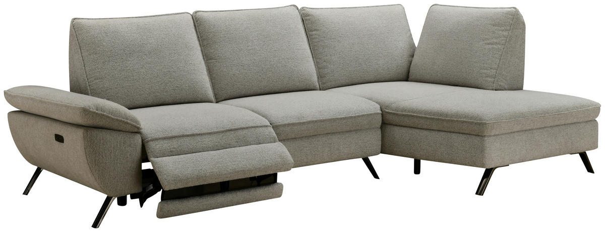 ECKSOFA Beige Webstoff  - Beige/Schwarz, MODERN, Textil/Metall (290/161cm) - Livetastic