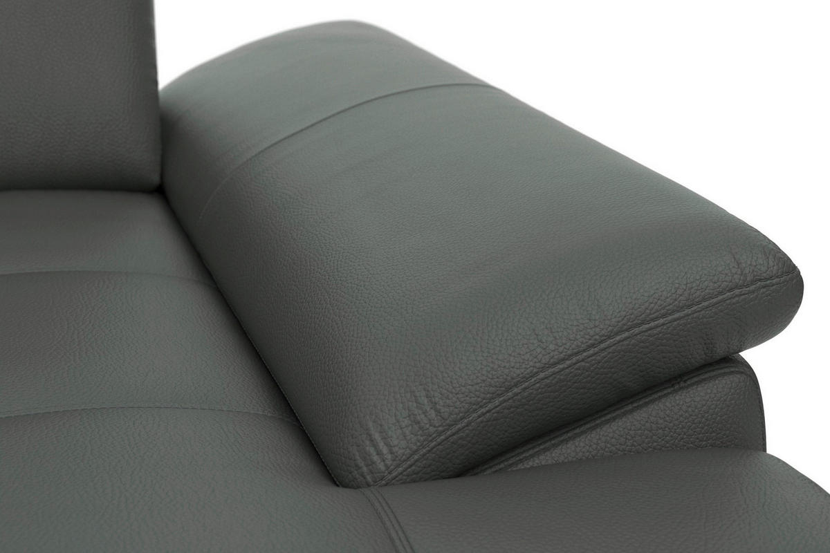 SEDACÍ SOUPRAVA, kůže, antracitová - černá/antracitová, Basics, kov/textil (223/363/176cm) - Sit & More