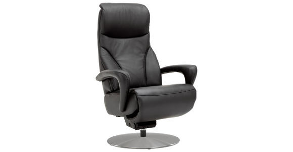 RELAXSESSEL in Leder Schwarz  - Edelstahlfarben/Schwarz, Design, Leder/Metall (75/117/88cm) - Dieter Knoll