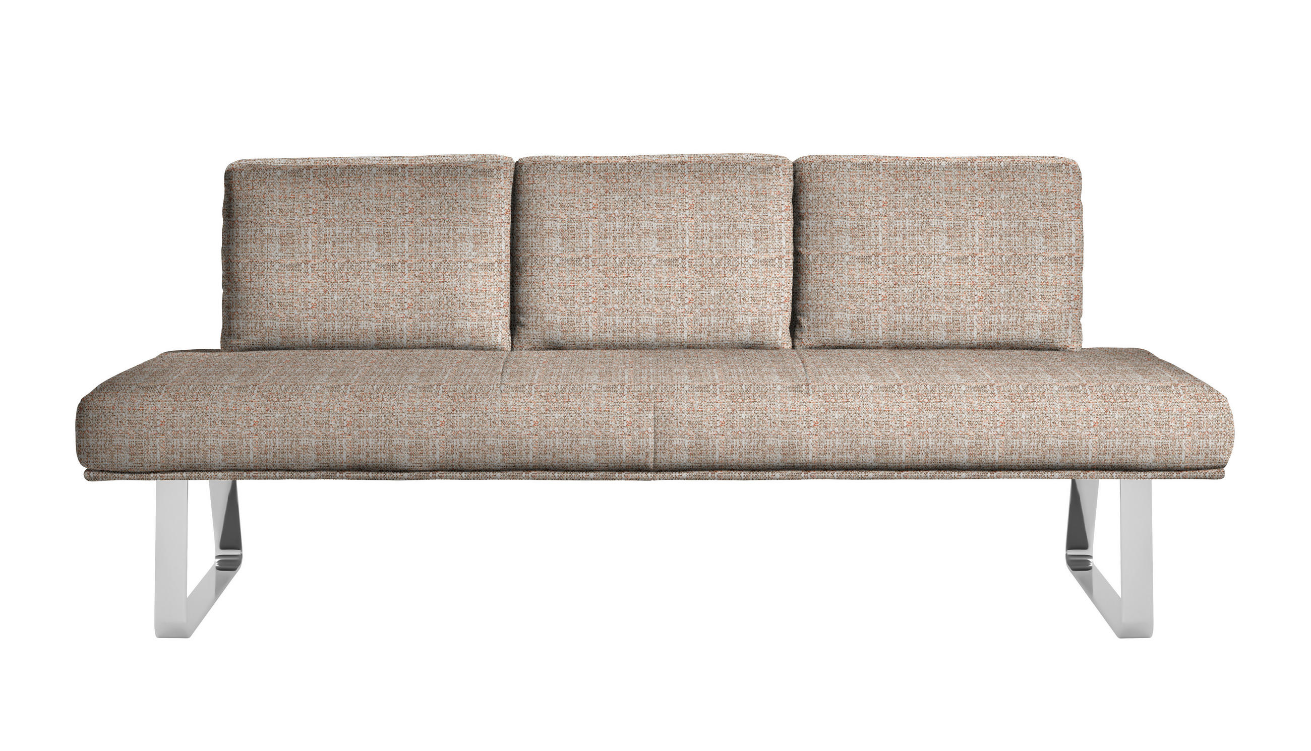 SITZBANK 209/92/78 cm  in Orange, Chromfarben  - Chromfarben/Orange, Design, Textil/Metall (209/92/78cm) - Dieter Knoll
