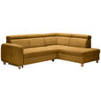 ECKSOFA in Samt Senfgelb  - Senfgelb, Design, Holz/Textil (261/206cm) - Venda