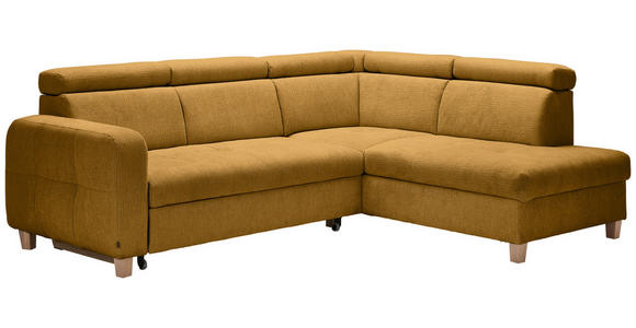 ECKSOFA in Samt Senfgelb  - Senfgelb, Design, Holz/Textil (261/206cm) - Venda