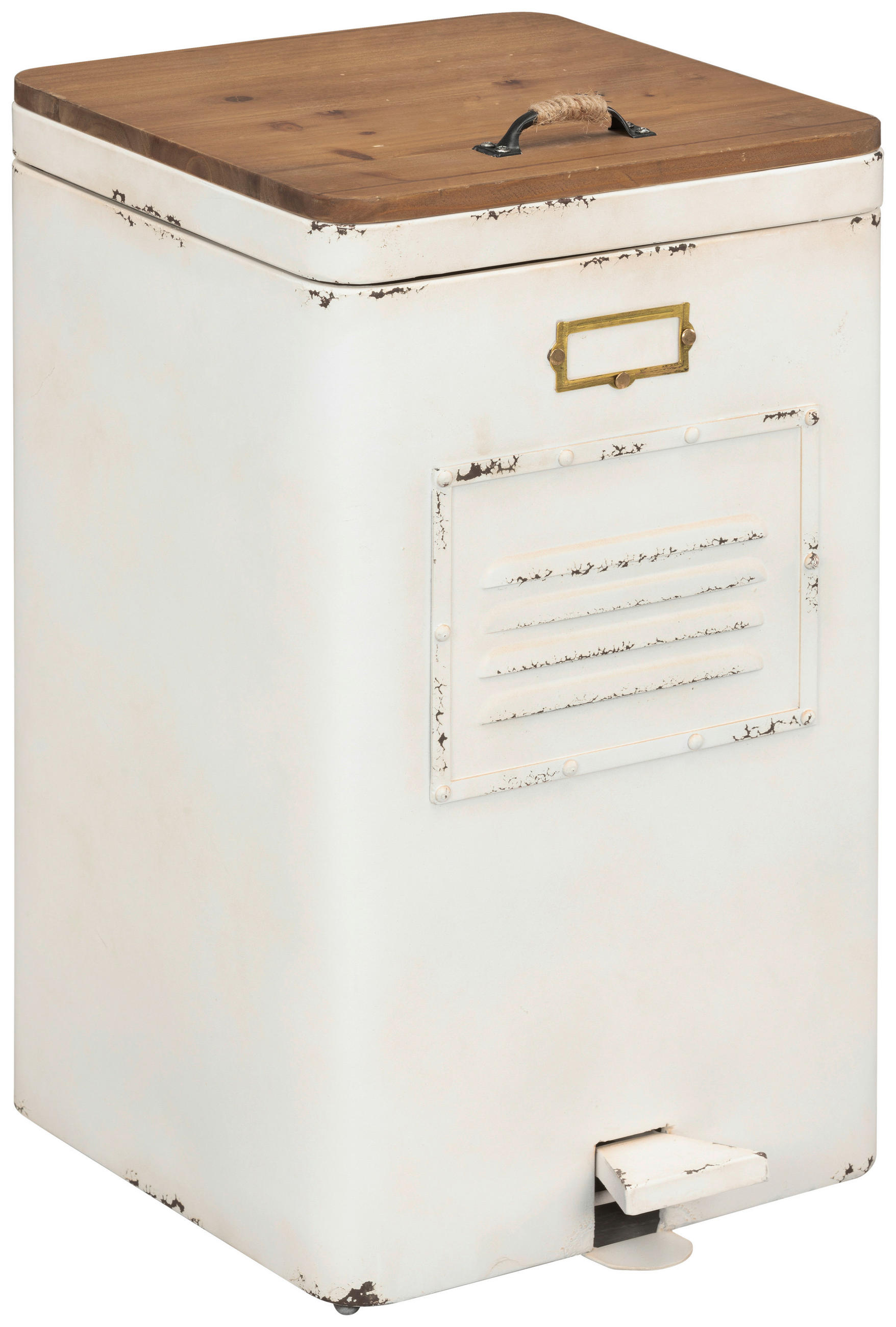 COș DE GUNOI 51.2 l  - alb/culoare natur, Konventionell, lemn/metal (35/63/45.5cm) - Livetastic