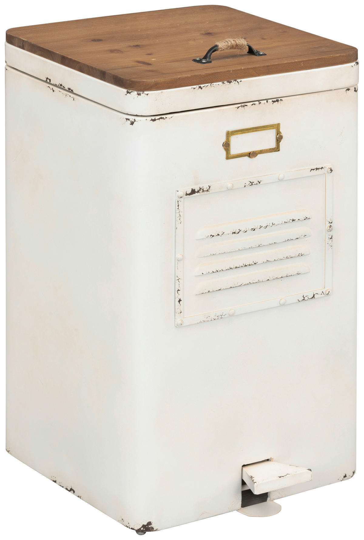ODPADKOVÝ KOŠ  51.2 l - bílá/přírodní barvy, Konvenční, kov/dřevo (35/63/45.5cm) - Livetastic