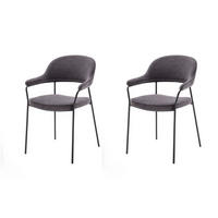 ARMLEHNSTUHL-SET 2 Stück  in  - Dunkelgrau/Schwarz, MODERN, Textil/Metall (56,5/85/56,5cm)
