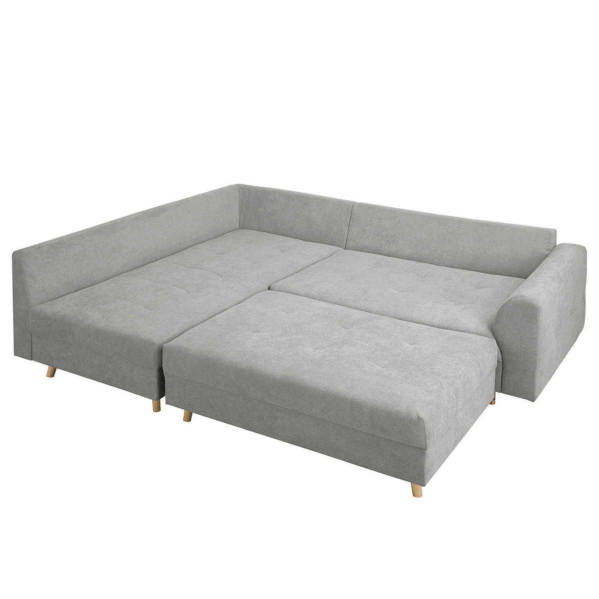 ECKSOFA inkl. Hocker Ariella Grau Mikrofaser Rückenkissen, Hocker  - Naturfarben/Grau, Design, Holz/Textil (161/231cm) - Livetastic