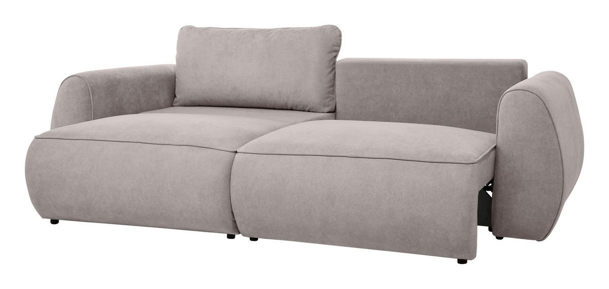 SCHLAFSOFA Chenille Cappuccino  inkl. Zierkissen, Rückenkissen, Bettkasten, Schlaffunktion, Rücken echt, Liegefläche im Originalstoff  - Schwarz/Cappuccino, KONVENTIONELL, Kunststoff/Textil (257/96/110cm) - Milino