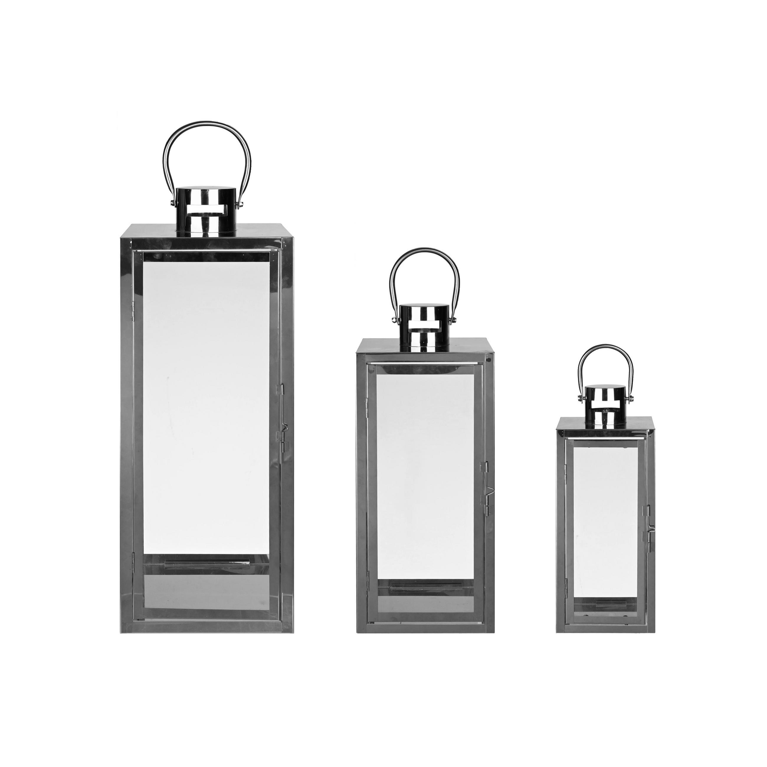 LATERNE - Chromfarben/Silberfarben, LIFESTYLE, Glas/Metall - Ambia Home