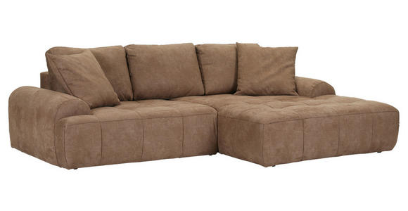 ECKSOFA Braun Lederlook  - Schwarz/Braun, KONVENTIONELL, Kunststoff/Textil (286/195cm) - Ambia Home