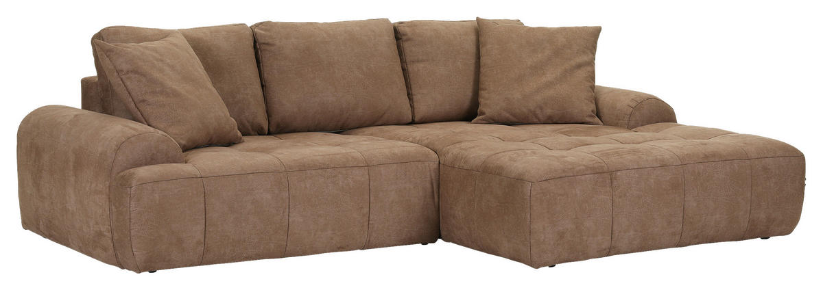 ECKSOFA Braun Lederlook  - Schwarz/Braun, KONVENTIONELL, Kunststoff/Textil (286/195cm) - Ambia Home