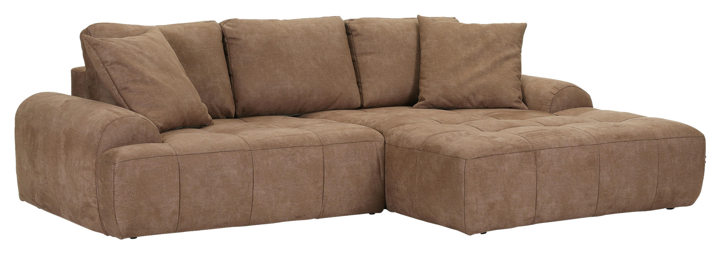 Thumbnail - Ambia Home Ecksofa, Braun, Textil, 2-3-Sitzer, Füllung: Polyetherschaumkern, Ottomane rechts, L-Form, 286x195 cm, Stoffa...