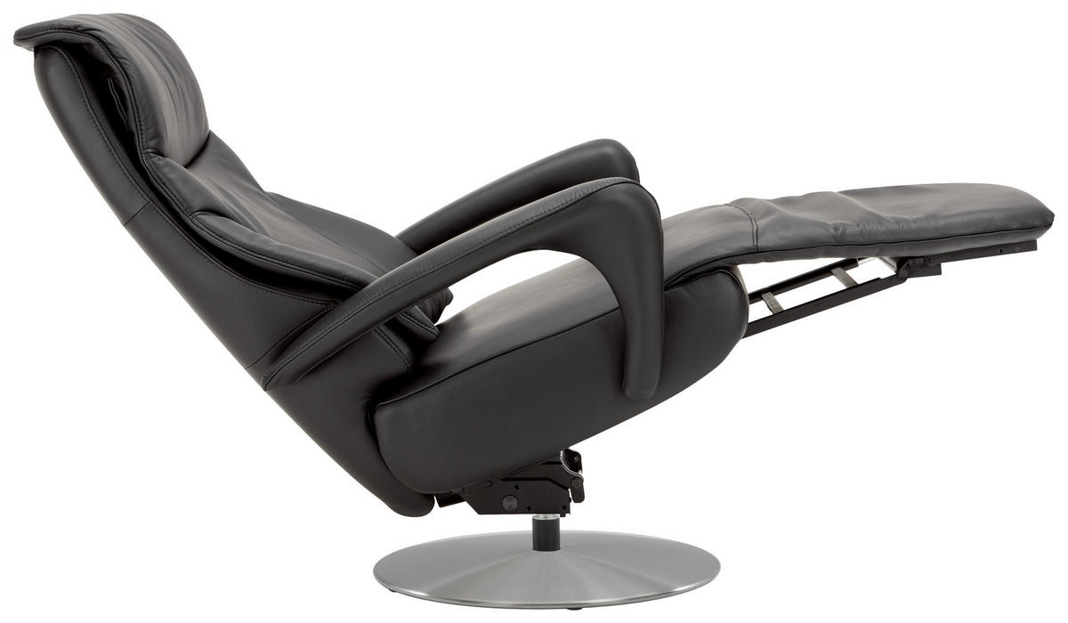 RELAXSESSEL in Leder Schwarz  - Edelstahlfarben/Schwarz, Design, Leder/Metall (75/117/88cm) - Dieter Knoll