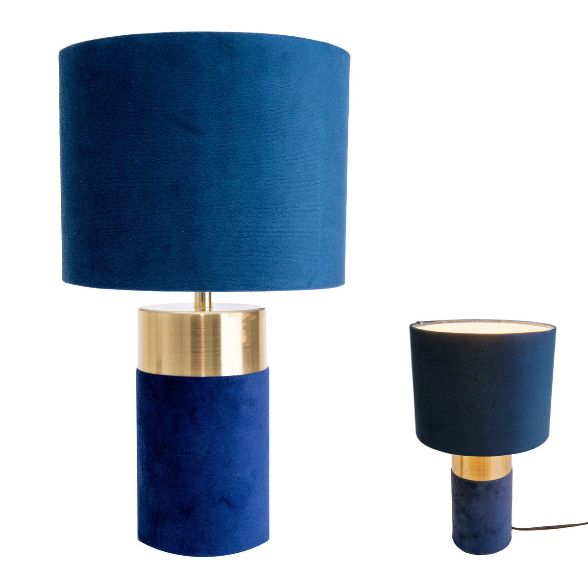 TISCHLEUCHTE Bordo 18/32 cm   - Blau/Goldfarben, Basics, Textil/Metall (18/32cm) - Näve