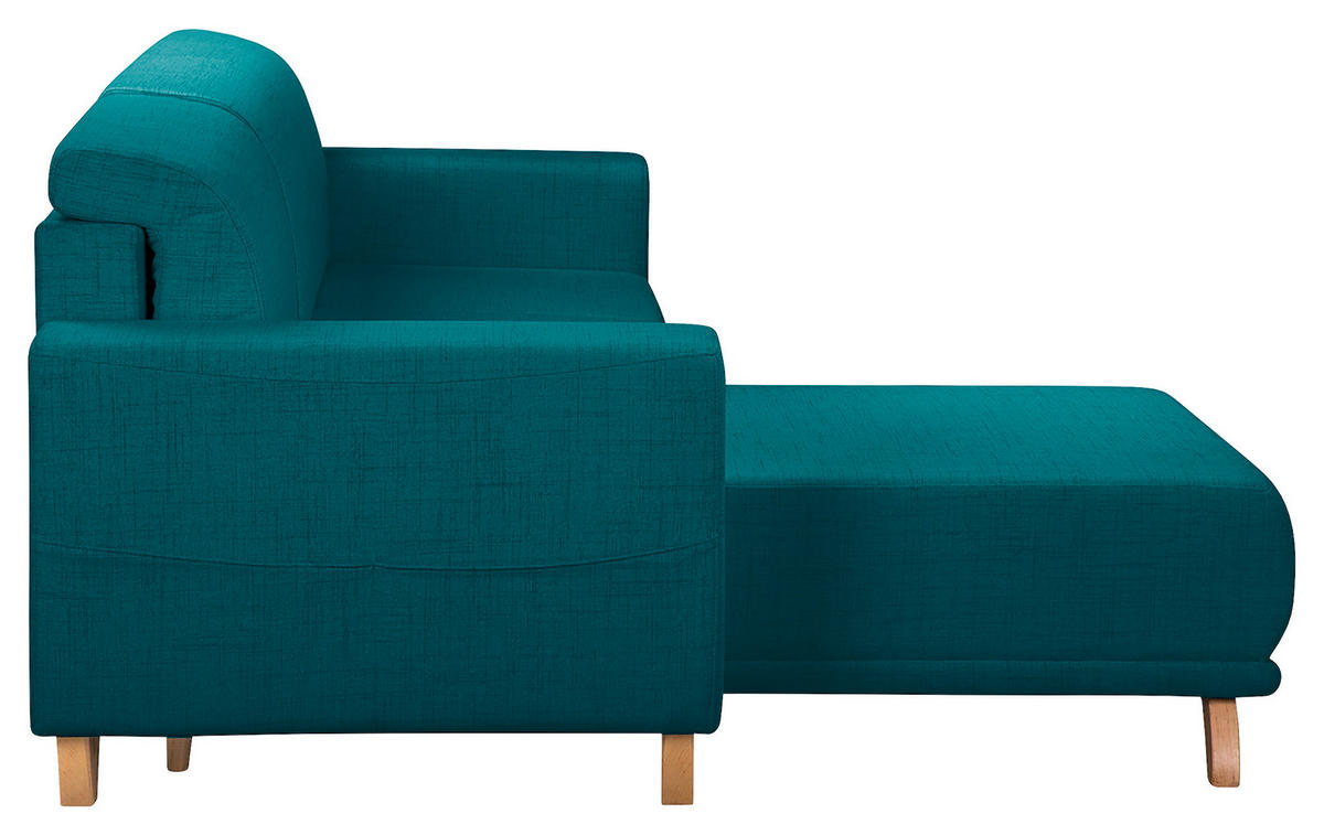 ECKSOFA in Textilgeflecht Petrol  - Wengefarben/Petrol, Design, Holz/Textil (257/174cm) - Livetastic