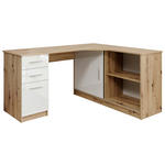 ECKSCHREIBTISCH 150/120/75 cm  in Weiß, Eichefarben  - Eichefarben/Alufarben, KONVENTIONELL, Holzwerkstoff/Kunststoff (150/120/75cm) - Venda