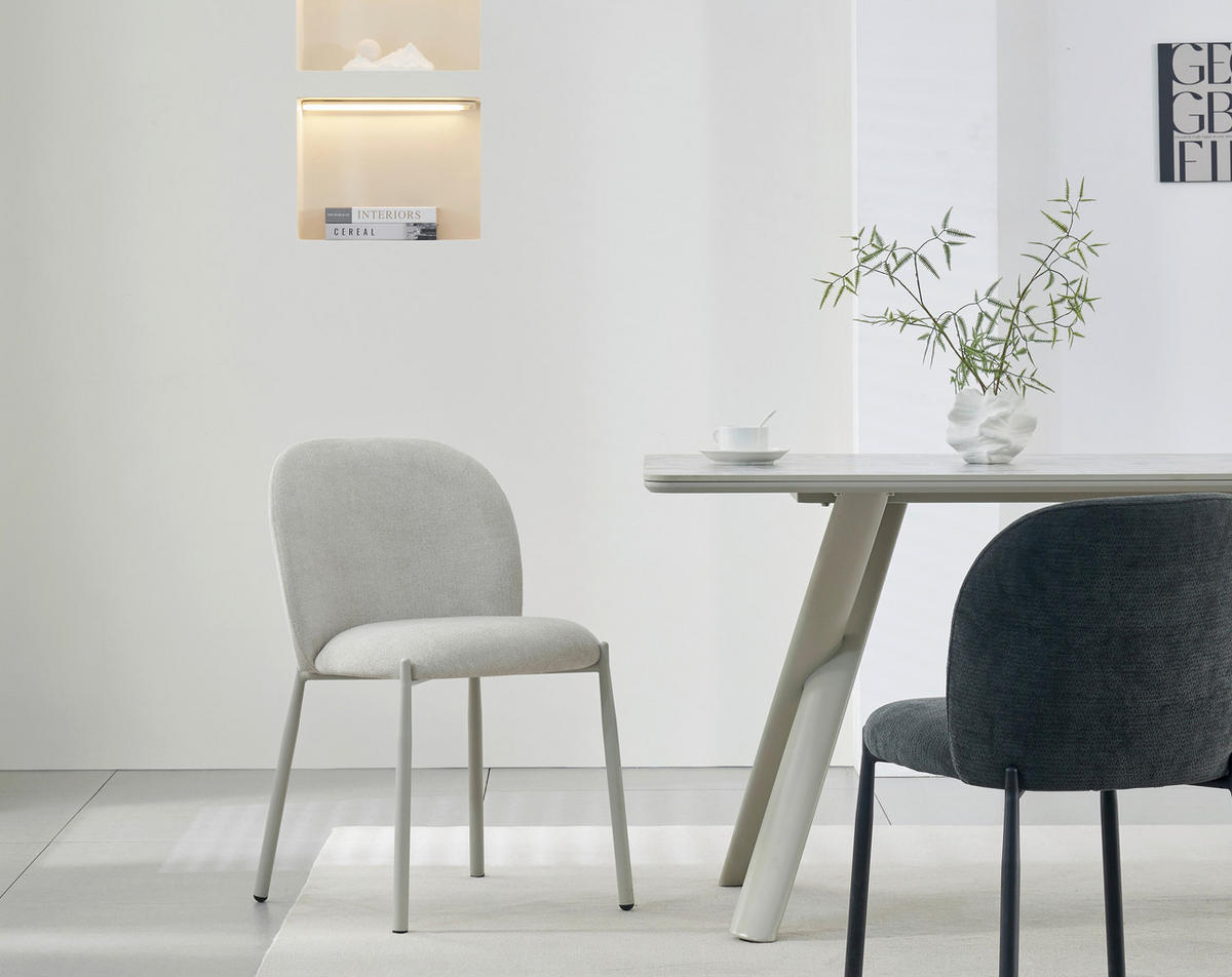 STUHL  Stoffauswahl Struktur  - Beige, Design, Textil/Metall (46/80/60cm) - Stylife