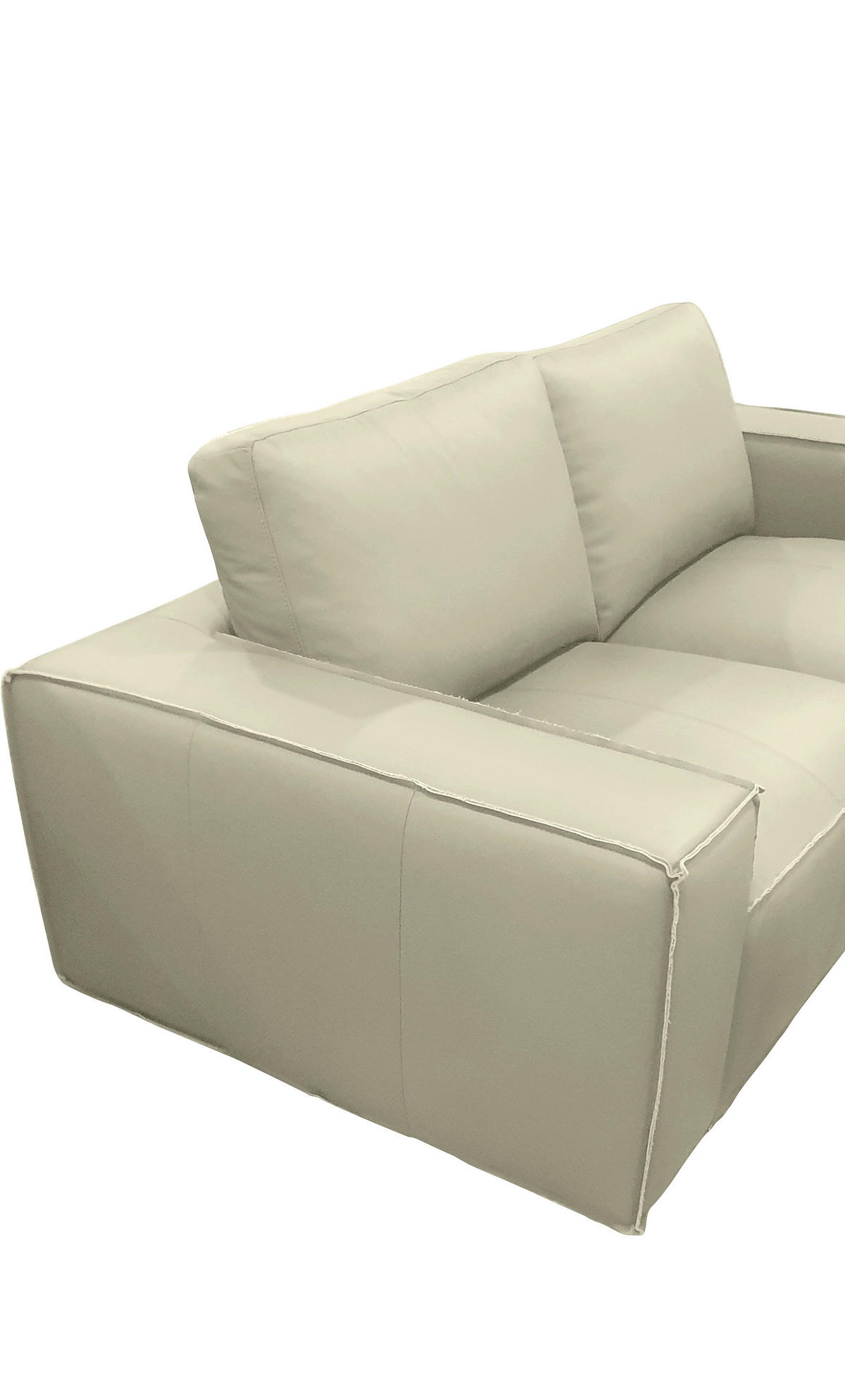 2-SITZER-SOFA VIVO Hellgrau Echtleder  - Hellgrau/Schwarz, Design, Leder/Kunststoff (194,5/76/96cm) - MID.YOU