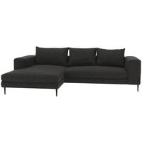 ECKSCHLAFSOFA AURORA Struktur Graphitfarben  inkl. Rückenkissen, Bettkasten, Schlaffunktion, Rücken echt  - Schwarz/Graphitfarben, MODERN, Textil/Metall (170/315cm) - Trendmanufaktur