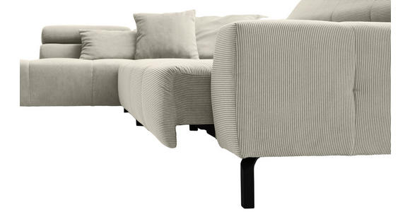 ECKSOFA in Cord Naturfarben  - Schwarz/Naturfarben, KONVENTIONELL, Textil/Metall (219/311cm) - Hom`in