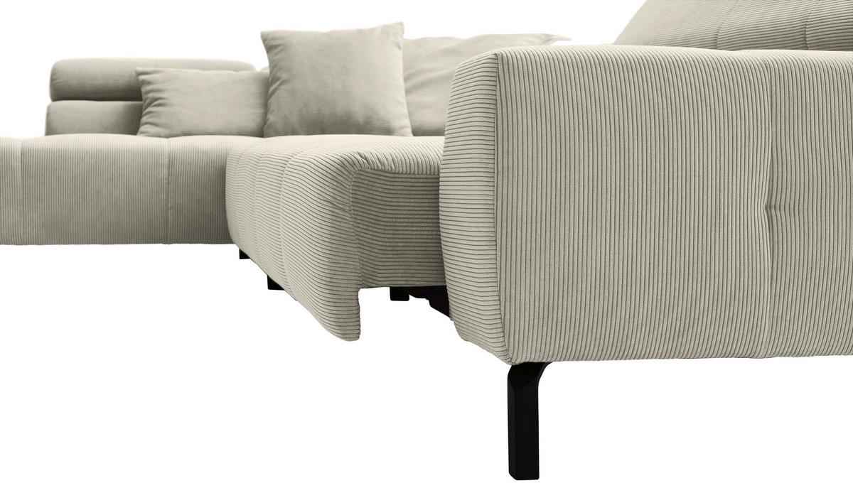 ECKSOFA in Cord Naturfarben  - Schwarz/Naturfarben, Konventionell, Textil/Metall (219/311cm) - Hom`in