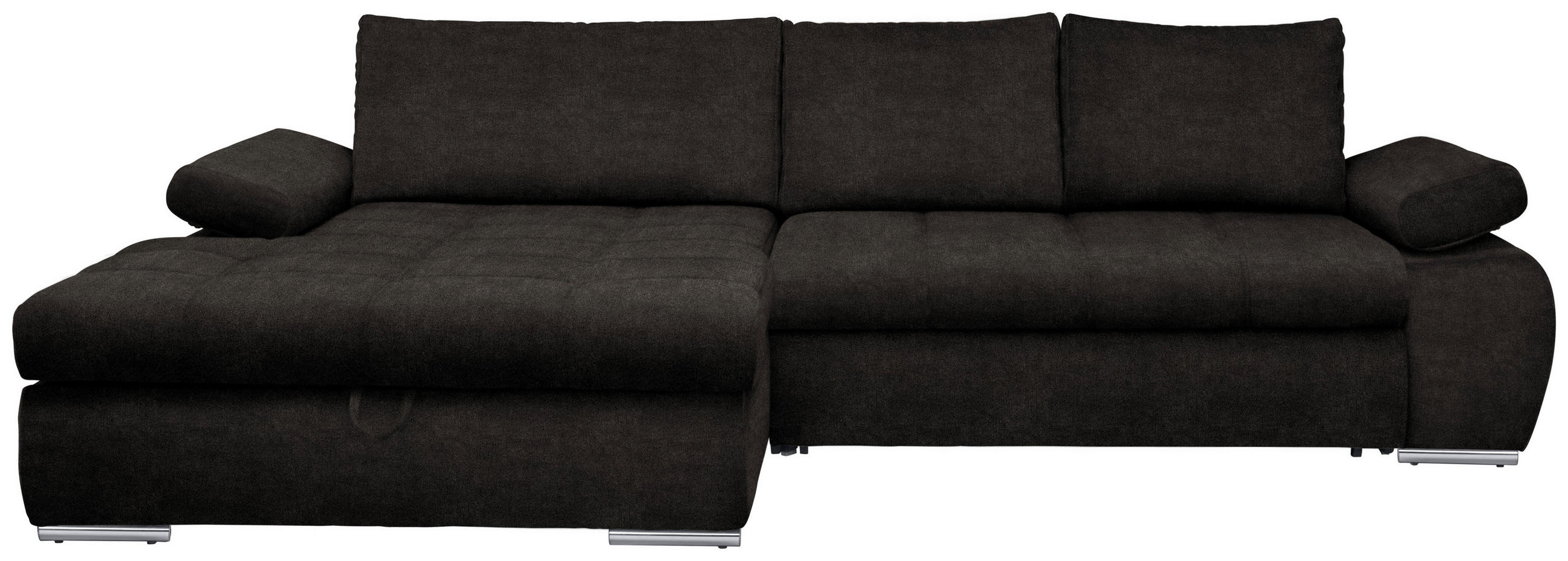 WOHNLANDSCHAFT in Plüsch Graubraun - Chromfarben/Graubraun, Design, Kunststoff/Textil (173/294cm) - Carryhome