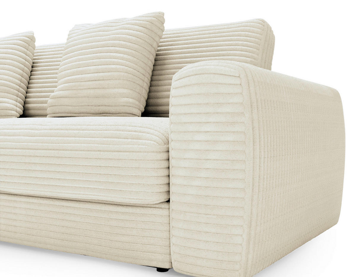 ECKSOFA in Cord Creme  - Creme/Schwarz, Modern, Kunststoff/Textil (182/302cm) - Carryhome