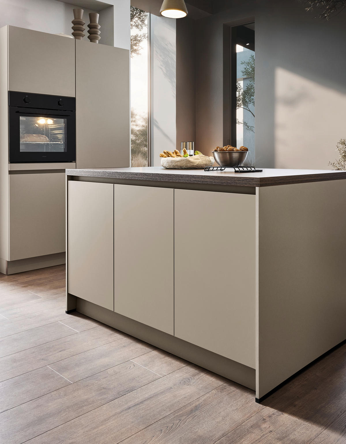 EINBAUKÜCHE   - Creme, KONVENTIONELL, Holzwerkstoff - Welnova