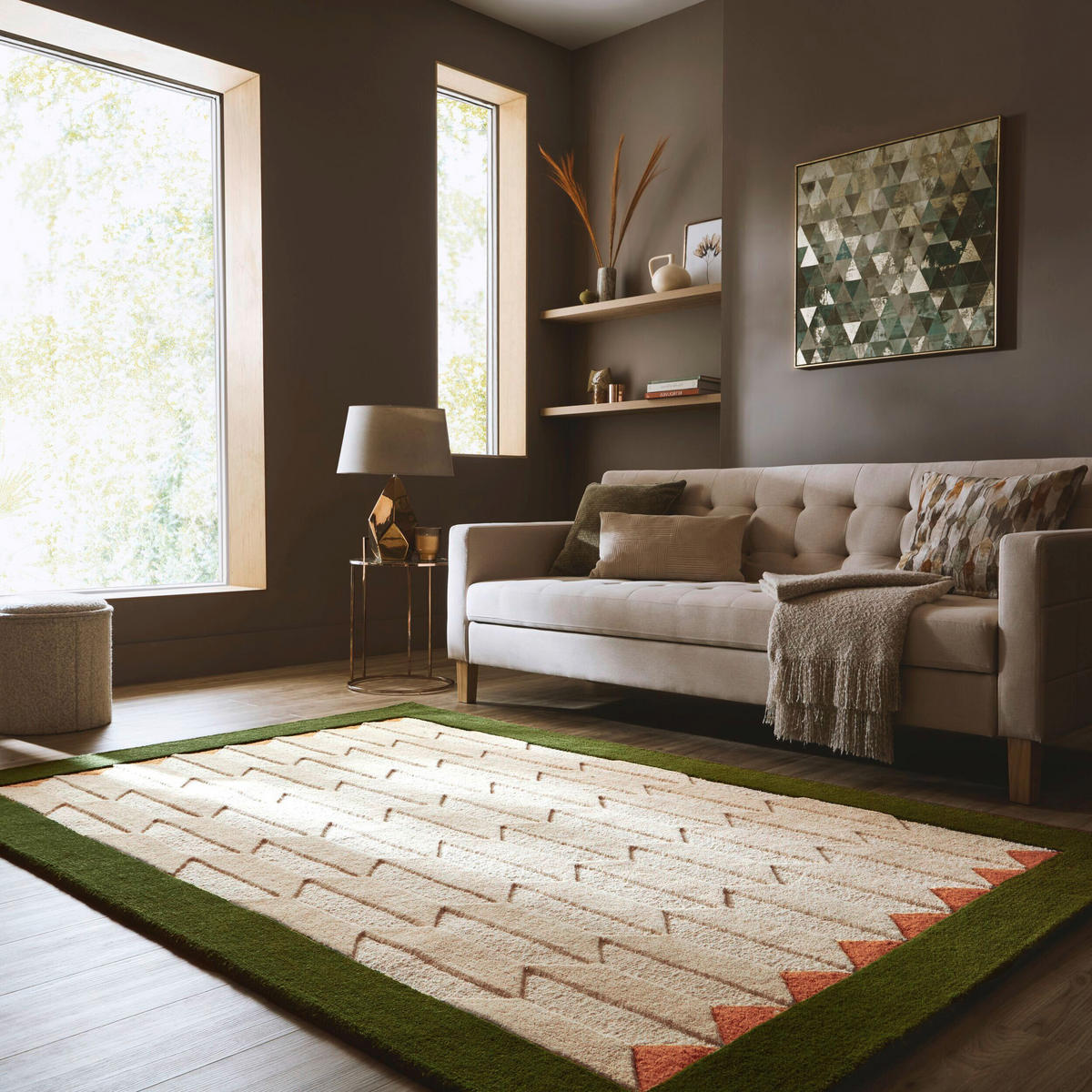 WOLLTEPPICH 200/290 cm Apex Olivgrün rechteckig  - Olivgrün, Basics, Textil (200/290cm) - Flair Rugs