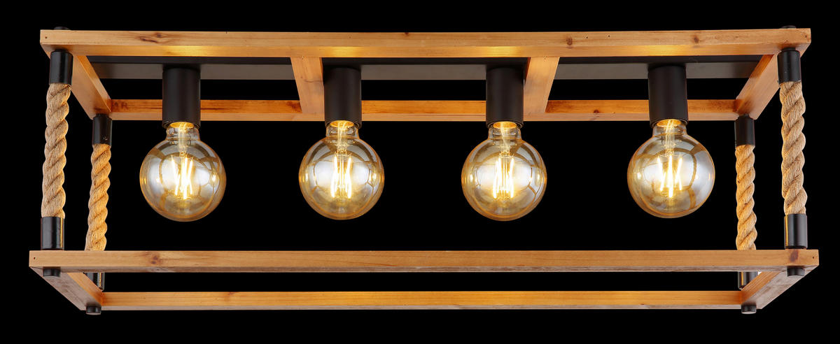 DECKENLEUCHTE    80/25/31 cm  - Schwarz/Braun, Natur, Naturmaterialien/Holz (80/25/31cm) - Globo