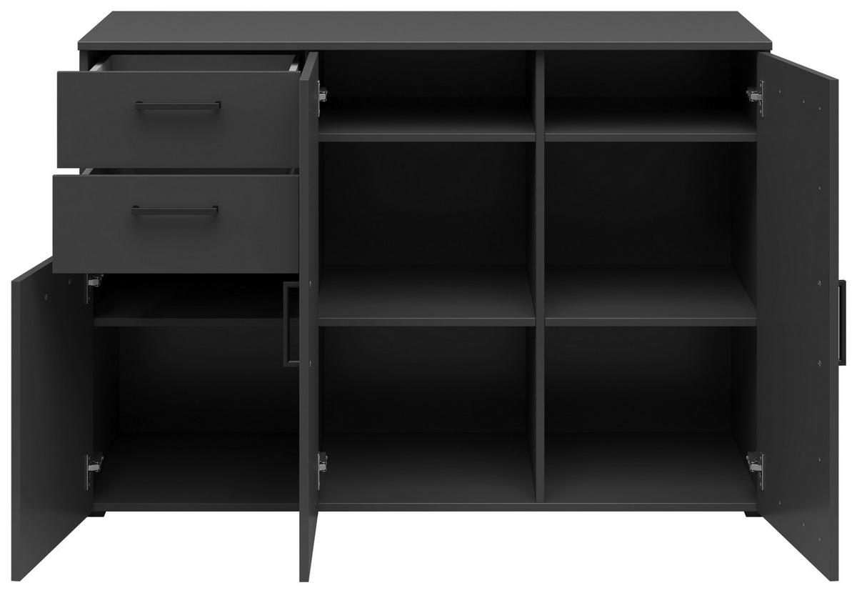 KOMODA, barvy grafitu, 120/83/52 cm - černá/barvy grafitu, Moderní, kompozitní dřevo/plast (120/83/52cm) - Carryhome