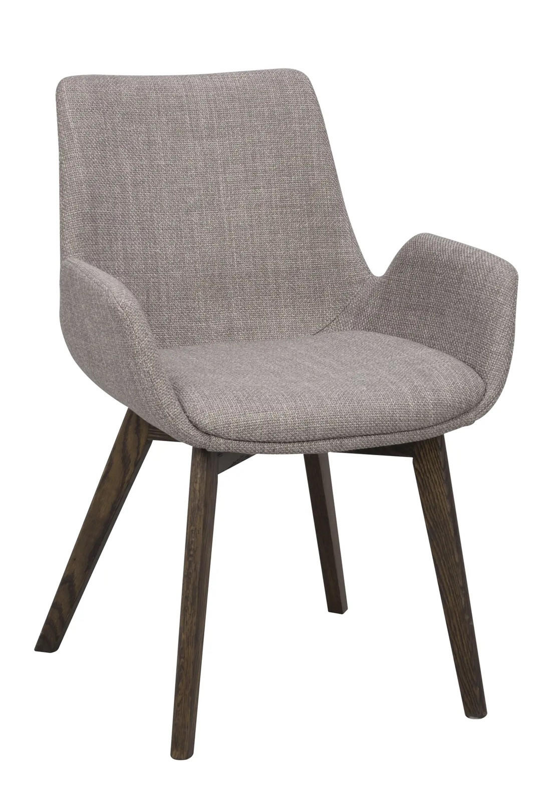 STOL MED ARMSTÖD     - brun/grå, Klassisk, trä/textil (59/81/59cm) - Rowico