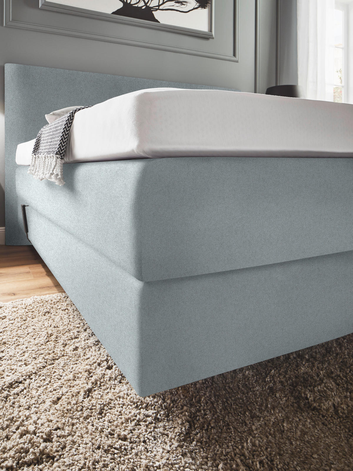 BOXSPRINGBETT 160/200 cm  in Hellgrau  - Hellgrau, Konventionell, Holz/Textil (160/200cm) - Dieter Knoll