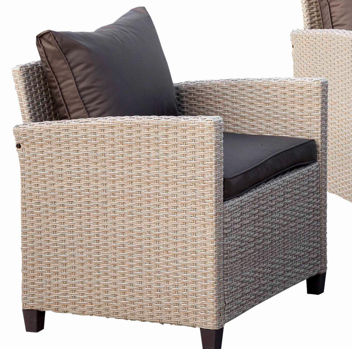 LOUNGEGARNITUR Stahl  - Dunkelbraun/Naturfarben, KONVENTIONELL, Kunststoff/Textil (172/75/65cm) - Gardenson