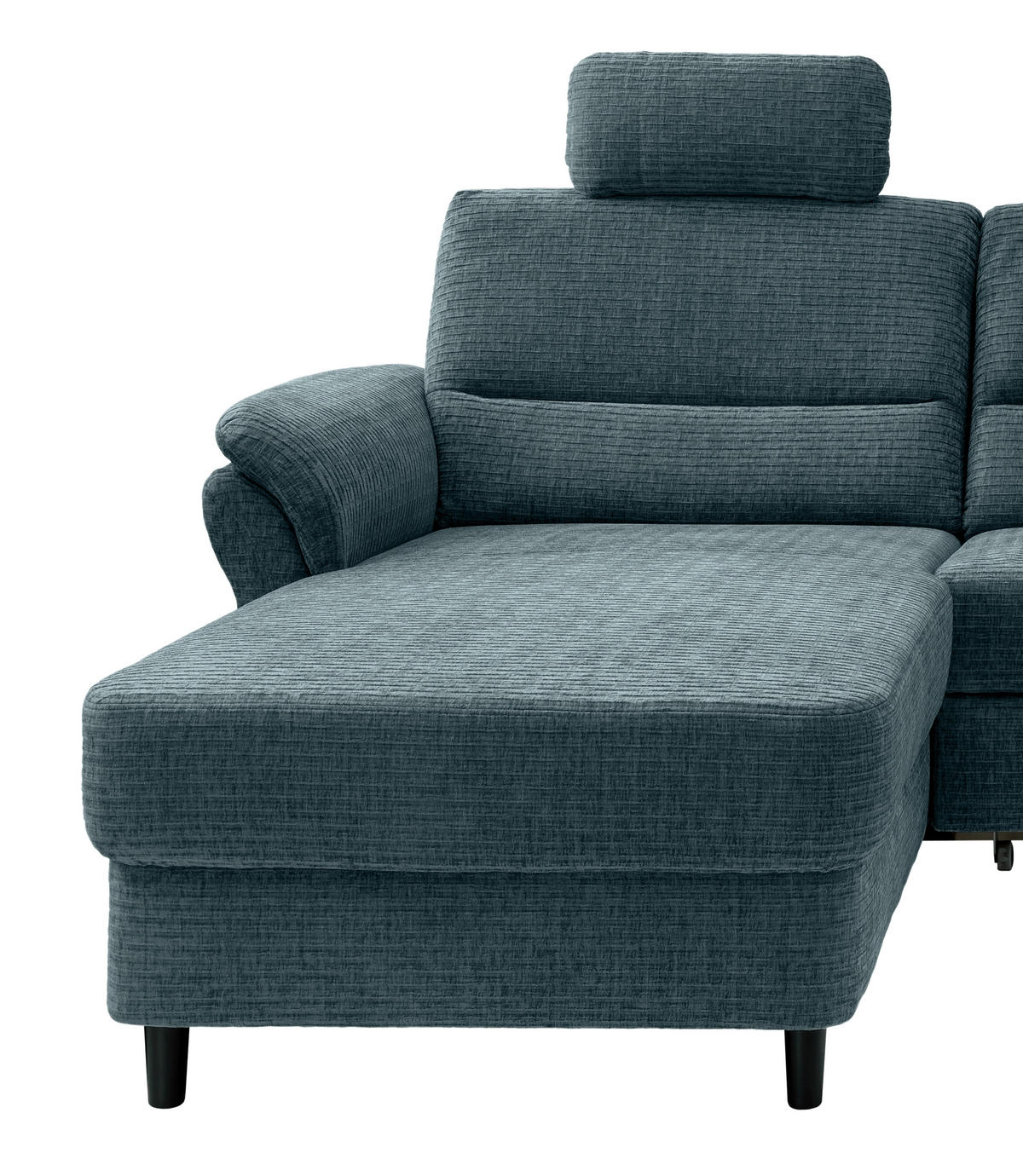 ECKSOFA Blau Mikrofaser  - Blau/Schwarz, MODERN, Holz/Textil (176/279cm) - Livetastic