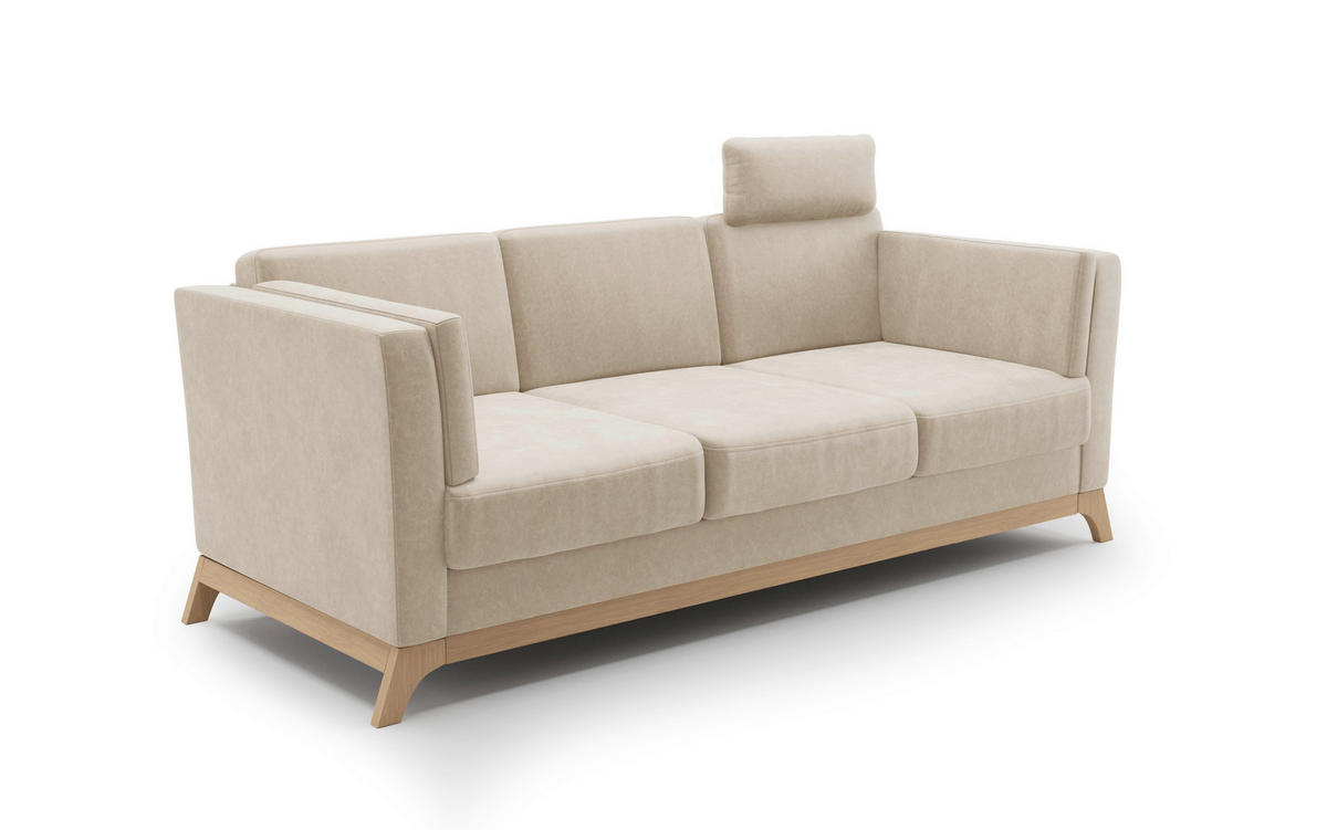 3-SITZER-SOFA Mikrofaser Beige  - Eichefarben/Beige, KONVENTIONELL, Holz/Textil (213/84/93cm) - Sit & More
