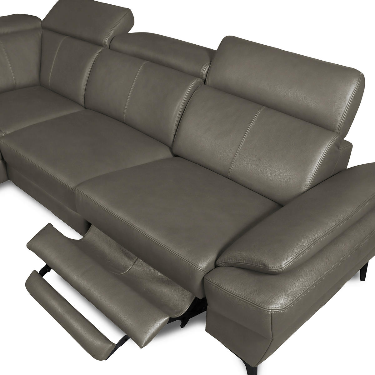 ECKSOFA  in Lederlook Echtleder Schlammfarben  211/264 cm  - Schlammfarben/Schwarz, Design, Leder/Textil (211/264cm) - Livetastic