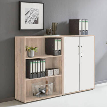 AKTENSCHRANK Weiß, Sonoma Eiche  - Weiß/Sonoma Eiche, MODERN, Holzwerkstoff (168,8/113,6/33cm) - MID.YOU