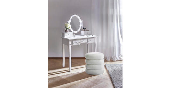 HOCKER Teddystoff Weiß - Hellgrau/Weiß, Trend, Textil (41/42/41cm) - Xora