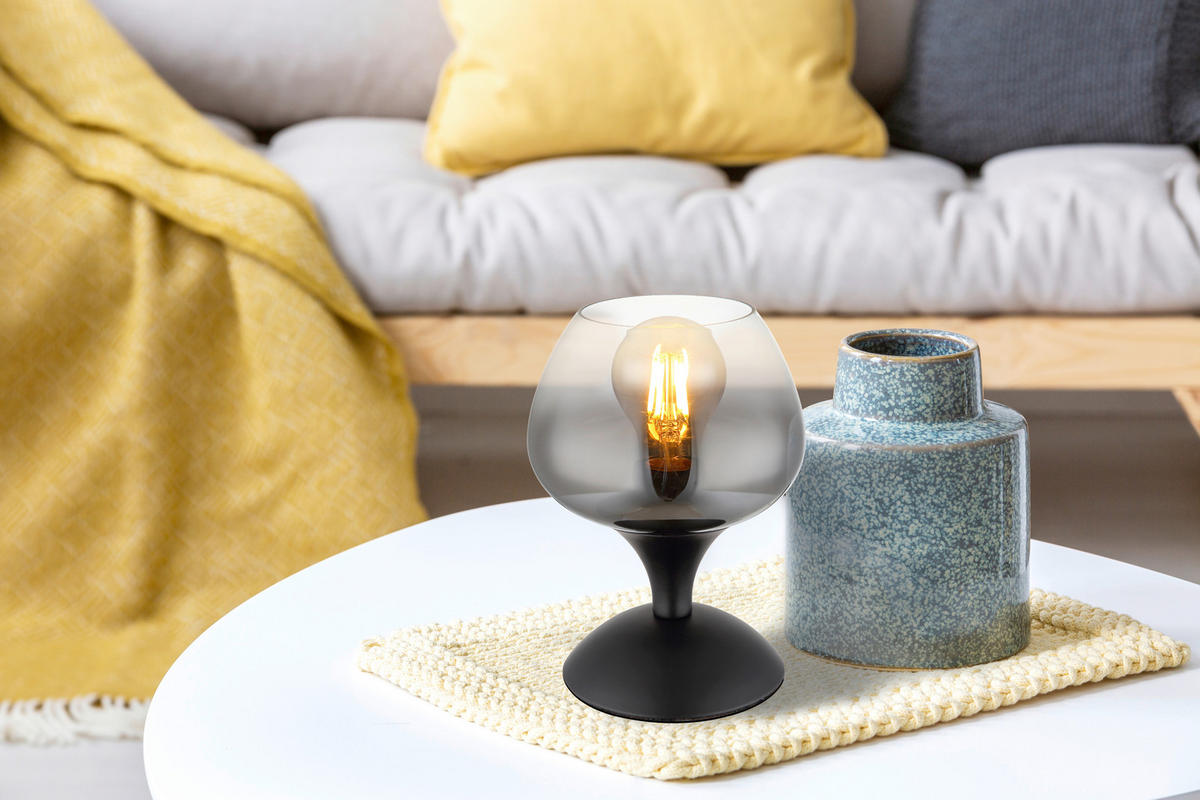 STOLNÍ LAMPA, E27, 15/20.5 cm  - černá, Basics, kov/sklo (15/20.5cm) - Globo