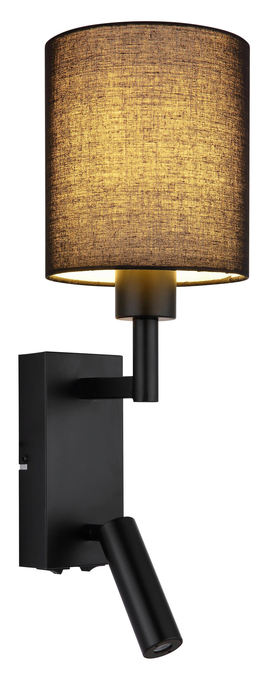 LED-WANDLEUCHTE 15/45,5 cm   - Schwarz, KONVENTIONELL, Textil/Metall (15/45,5cm) - Globo