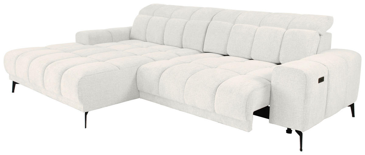 ECKSOFA inkl.Funktionen Beige Chenille  - Beige/Schwarz, MODERN, Textil/Metall (195/300cm) - Xora