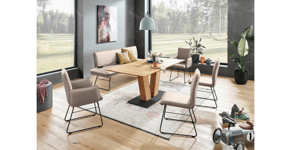 SITZBANK in Metall, Textil Schwarz, Greige  - Greige/Schwarz, Design, Textil/Metall (195/91/65cm) - Dieter Knoll