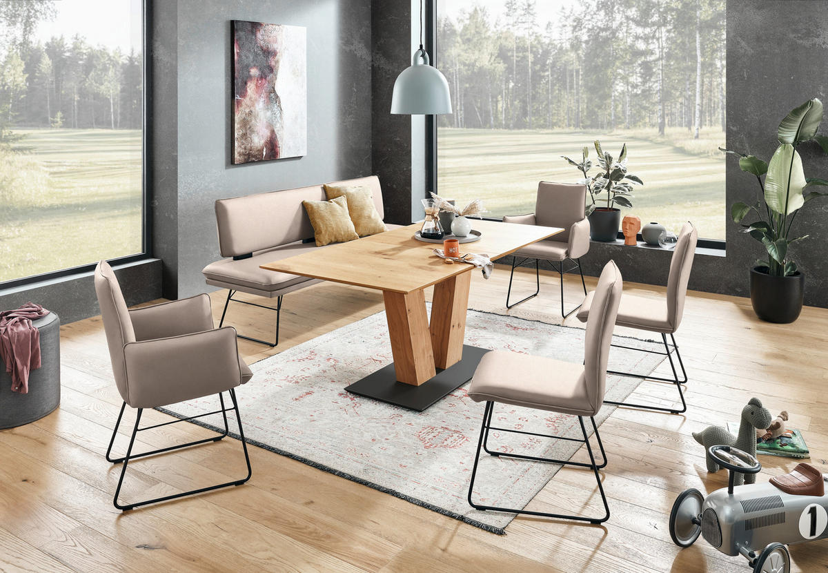 SITZBANK in Metall, Textil Schwarz, Greige  - Greige/Schwarz, Design, Textil/Metall (195/91/65cm) - Dieter Knoll