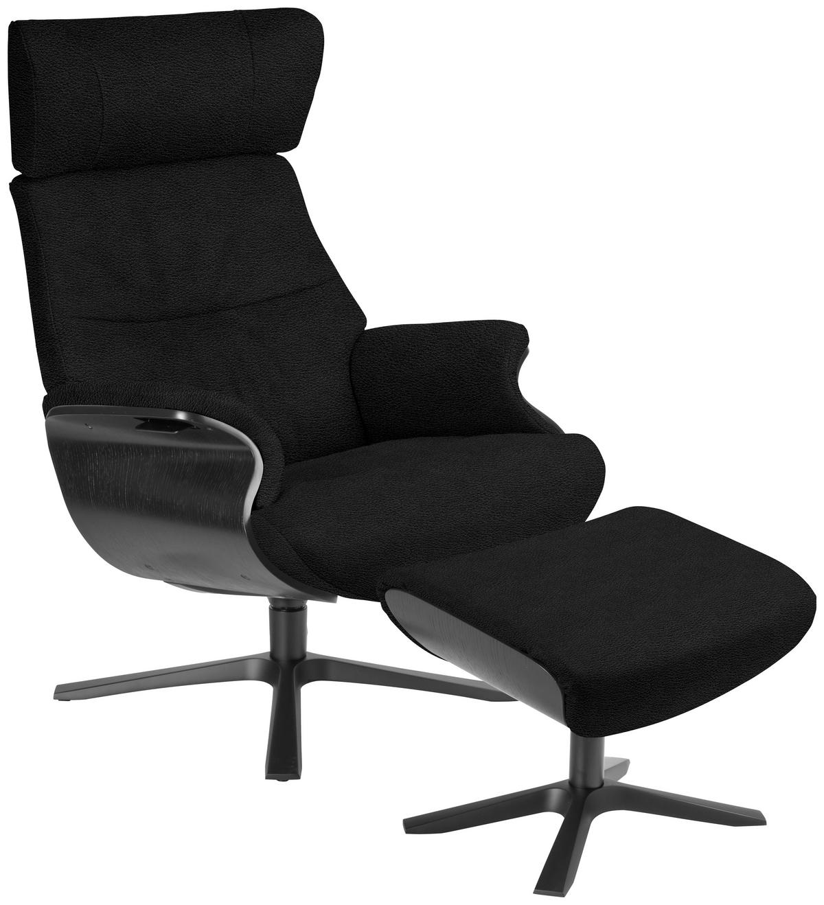 RELAXSESSEL in Holz, Leder Schwarz  - Schwarz, Design, Leder/Holz (79/111/83cm) - Conform