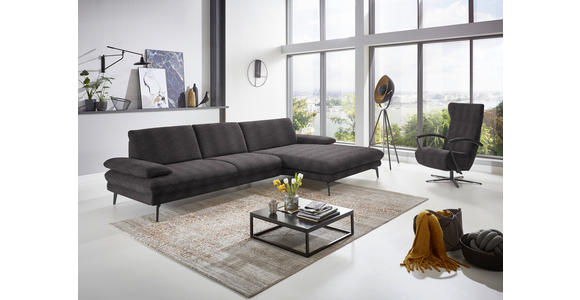 ECKSOFA in Chenille Anthrazit  - Anthrazit/Schwarz, Design, Textil/Metall (310/180cm) - Dieter Knoll